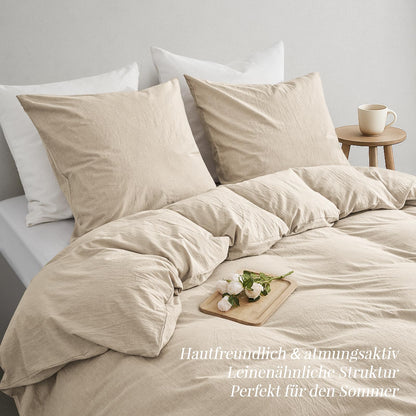 Duvetnova Bettwäsche-Set 135x200 Baumwolle beige, 4-teilig