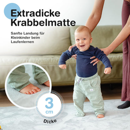 BabybeFun Krabbelmatte Baby Schaumstoffmatte – 3cm, 180x200cm