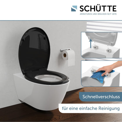 Schütte WC-Sitz oval mit Absenkautomatik, Duroplast, schwarz