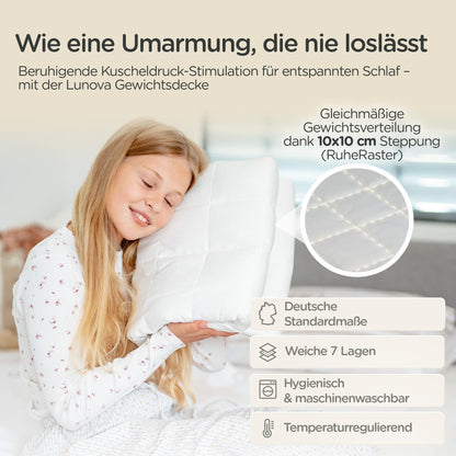 LUNOVA Gewichtsdecke Kinder 4 kg, 135 x 200 cm, Baumwolle