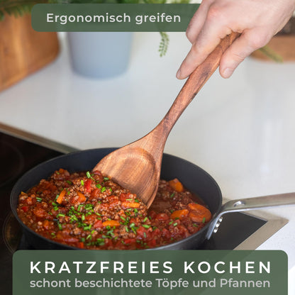 WALDWERK Küchenhelfer Set aus Teakholz, 9-teilig, mit Grillzange