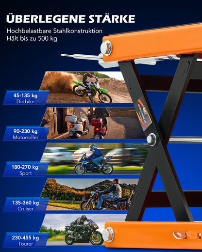 Orion Motor Tech Motorradheber 500kg Scherenheber - Orange
