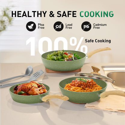 Kitchen Academy Topfset 12tlg Antihaft-Kochgeschirr Set - Grün