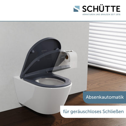 Schütte WC-Sitz D-Form mit Absenkautomatik, Duroplast, Anthrazit