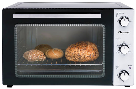 Bestron AOV55 Mini-Backofen mit Drehspiess 55L Edelstahl Schwarz
