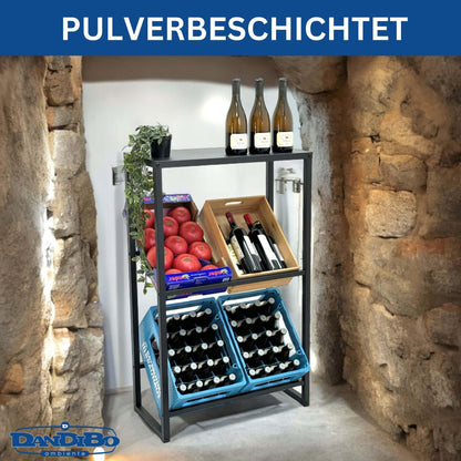 DanDiBo Getränkekistenregal 4 Kisten mit Ablage schmal Metall 96547