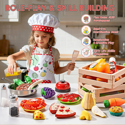 Shimirth Kinderküchen-Spielset 63-teilig mit Edelstahl-Kochgeschirr