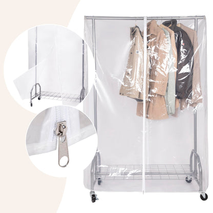 ONVAYA Schwerlast Kleiderständer mit Abdeckung - Silbergrau