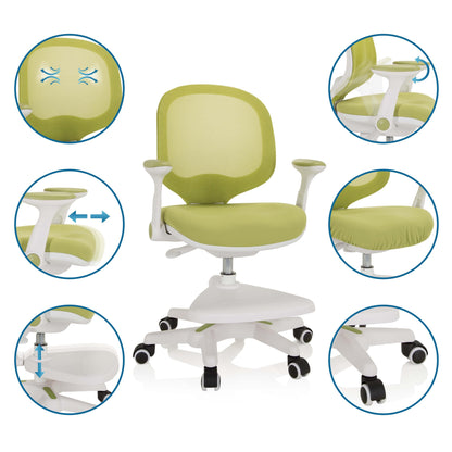 hjh OFFICE 736414 Kinder Schreibtischstuhl Kid Ergo Grün/Weiss