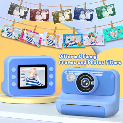 Hangrui H3 Kinderkamera Sofortbildkamera 1080P mit 32 GB Karte Blau
