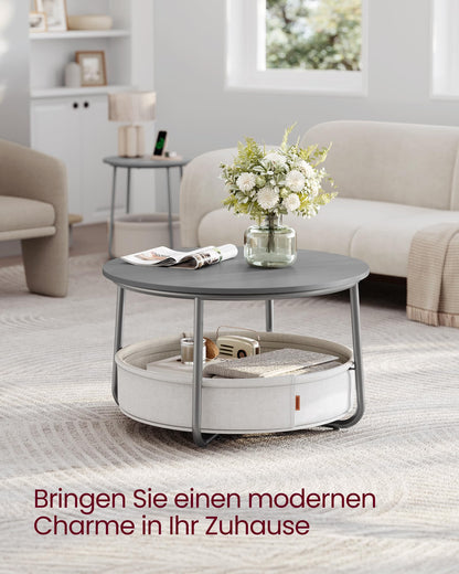 VASAGLE Couchtisch LCT244G01 mit Stauraum - zementgrau-cremeweiss