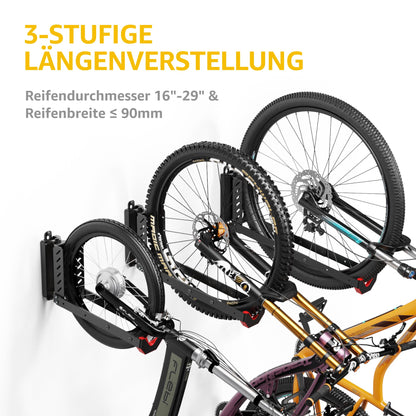 monTEK schwenkbare platzsparende Fahrrad Wandhalterung - 4 Stück