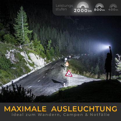 LICHTMEISTER LED Taschenlampe LM_T2000, 2000 Lumen, aufladbar