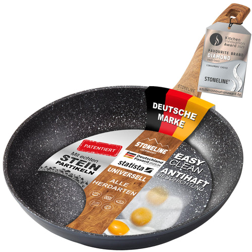 STONELINE Back to Nature Antihaft Bratpfanne Induktion 28 cm: Runde, steinoptik Antihaft-Bratpfanne. Zum Braten auf Induktionsherden.
