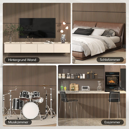 TONOR 3D Holz Akustikpaneele – Selbstklebend 4er Set Braun