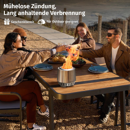 EAST OAK Tisch-Feuerschale Rauchfrei - Tragbar Edelstahl Ø22.1cm
