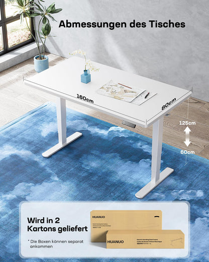 HUANUO Elektrischer Stehpult Höhenverstellbar 160x80cm – 2 Motoren