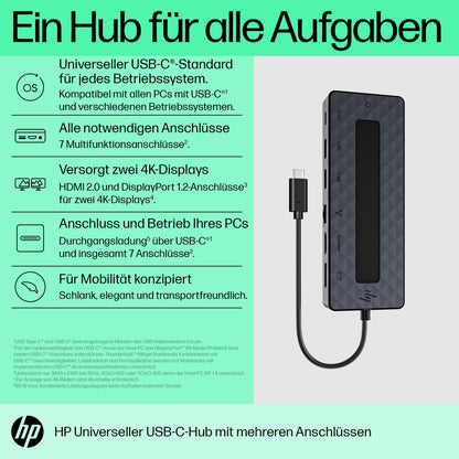 HP USB-C Multiport Hub 7-in-1 Universal Adapter – Schwarz