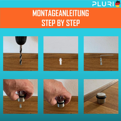 PLURI Premium Bodentürstopper Edelstahl – 10er Set zum Schrauben