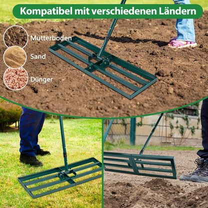 Signstek Rasenrakel Lawn Leveling Rake mit Edelstahlstiel 76 x 25 cm