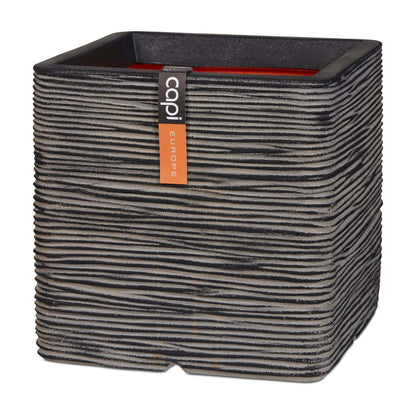 Capi Europe Rib NL Blumentopf quadratisch - 50x50 Anthrazit. Quadratischer, anthrazitfarbener Topf mit Rippenstruktur zum Bepflanzen.