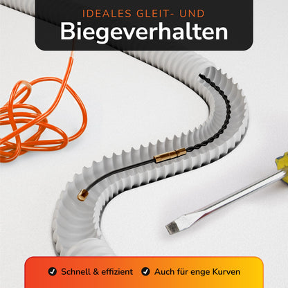 Capritool Kabeleinziehhilfe 30 m – Einziehfeder mit 5 Adaptern
