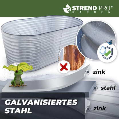 STREND PRO Hochbeet Metall 200x100x80 cm aus verzinktem Stahl