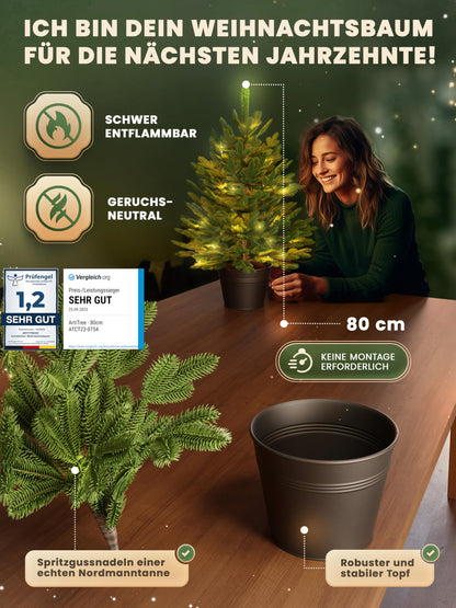 ArtiTree Künstlicher Weihnachtsbaum 60cm im Topf - mit LED