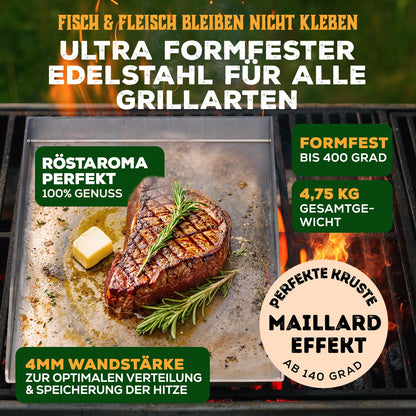Blumtal Plancha Grill Set Gasgrill - 30x40 cm Edelstahl