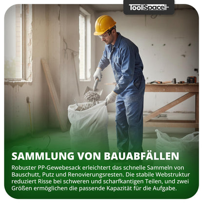 ToolSpace PP-Gewebesäcke 50 Stück, 50 kg Tragkraft, Bauschuttsäcke