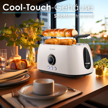 Steinborg Langschlitztoaster SB-2214 mit Brötchenaufsatz, 4 Scheiben