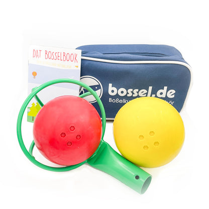 Bosselset Komplettset 2 Kugeln, Kraber & Tasche - gelb/rot