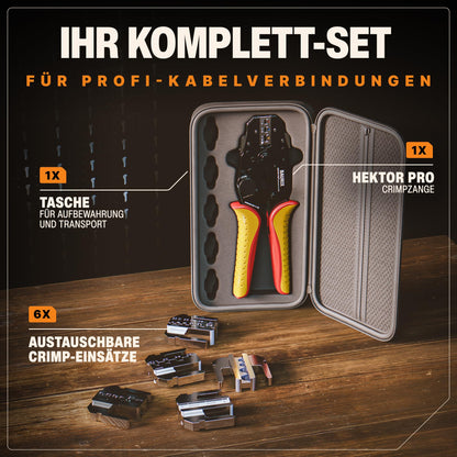 BAURIX® HEKTOR PRO Crimpzange - 6 Wechselbacken für Elektrik