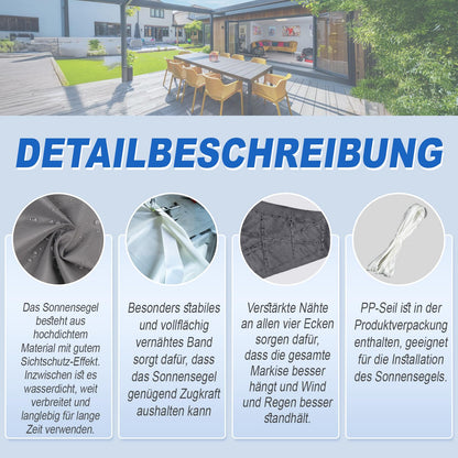 Sunnylaxx Sonnensegel 4x5 m rechteckig wasserdicht Anthrazit