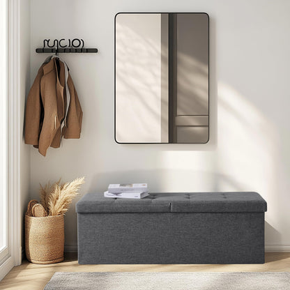 Zedelmaier Sitzbank mit Stauraum, faltbar, Leinen, Grau, 114x38x38 cm