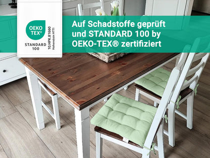 ZOLLNER Sitzkissen 8er Set 40x40 cm mit Bindebändern, lindgrün
