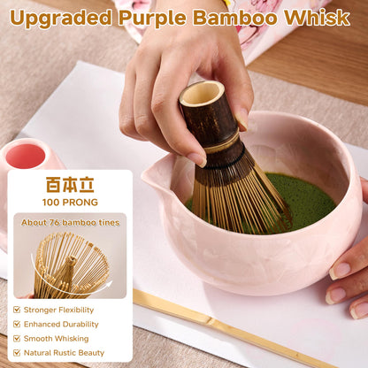 ComboJoy Matcha Set Rosa, 9-teilig mit Matchaschale & Bambusbesen