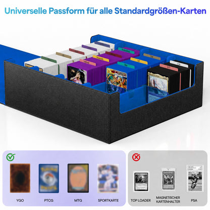 UAONO Kartenaufbewahrungsbox für 2400+ Sammelkarten, schwarz-blau