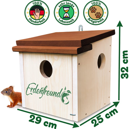ERDENFREUND® Eichhörnchen Kobel – artgerecht mit 3 Fluchtlöchern