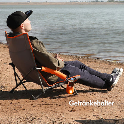 Portal Strandstuhl klappbar mit Getränkhalter und Tragetasche, 150 kg