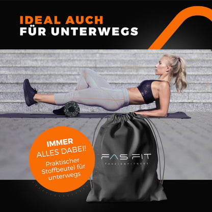 Fas Fit Faszienrolle und Faszienball Set, 8-teilig, orange