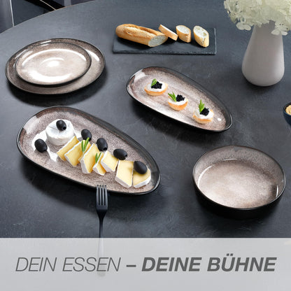 Moritz & Moritz VIDA Servierteller Set Beige, 2er-Set Porzellan