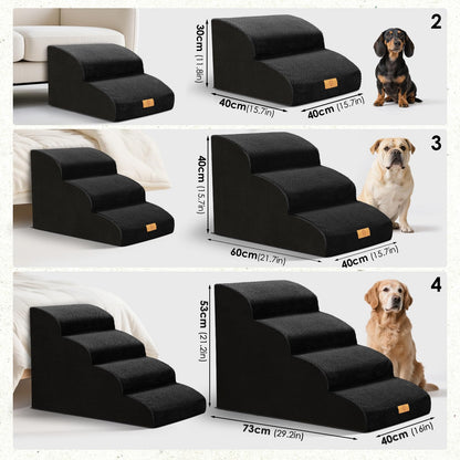 Thihome Hundetreppe 3 Stufen, 40 cm, waschbarer Bezug, schwarz