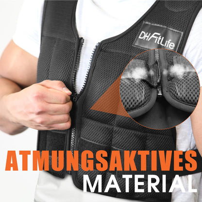 DH FitLife Verstellbare Gewichtsweste Trainingsweste - 10kg Schwarz