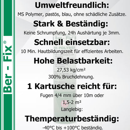 Ber-Fix MS Polymer Kleber Pool Abdichtung 3er Pack Pool-Blau 440g