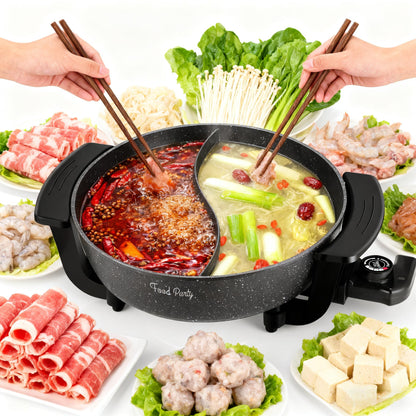 Food Party Elektrischer Hot Pot 6L, 1200W, doppelseitig mit Deckel