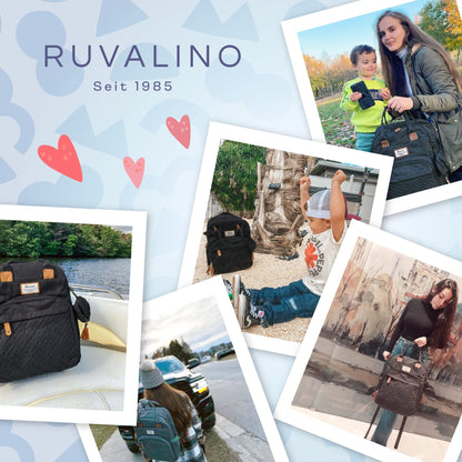 RUVALINO Wickelrucksack mit Wickelauflage und Schnullerhalter, schwarz
