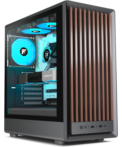 FOIFKIN M1 Gaming PC Gehäuse - Walnuss, 4 ARGB-Lüfter, Schwarz