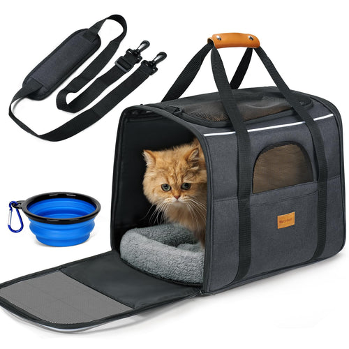 morpilot Katzentransportbox für Katzen und Welpen bis 7 kg mit Meshfenstern und Tragegurt
