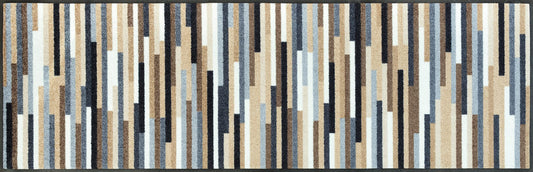 wash+dry Mikado Stripes nature Fussmatte 60x180 cm. Naturfarben mit Mikado-Streifen. Fängt Schmutz und Nässe am Eingang ab.